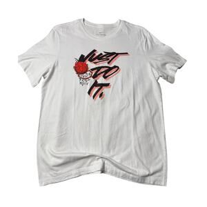 Nike Just Do It White Swoosh Basketball Graphic Tee L